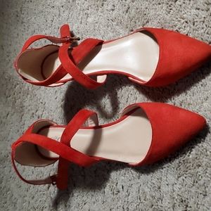 Suede red heels